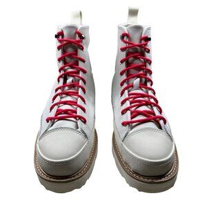 Converse Chuck Taylor All Star Shoes Womens Size 10 White Leather High Top Boots